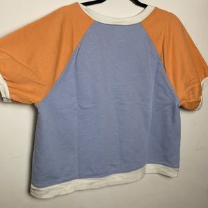 Madewell Short-Sleeve Sweatshirt in Colorblock, Size Large